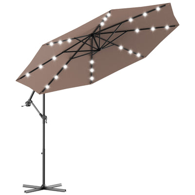 Sale-10 Feet Patio Umbrella with Cross Base and Solar LED - Relaxacare