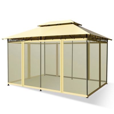 Sale-10 Feet x 13 Feet Tent Canopy Shelter with Removable Netting Sidewall-Beige - Relaxacare