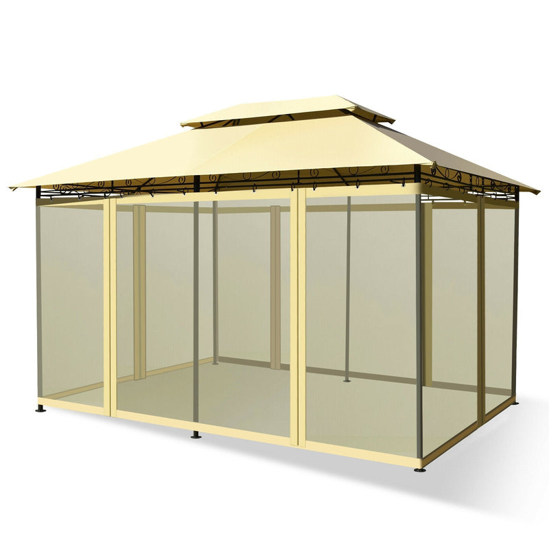 Sale-10 Feet x 13 Feet Tent Canopy Shelter with Removable Netting Sidewall-Beige - Relaxacare