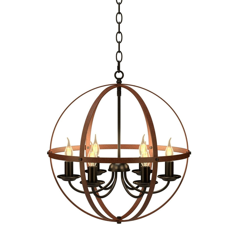 Sale-6-Light Orb Chandelier Rustic Vintage Ceiling Lamp - Relaxacare