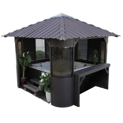 Sale-Great Lakes-Fraser Gazebo 10ft x 10ft - Coffee for Hot Tubs - Relaxacare