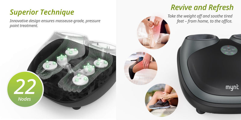 Sale-Mynt Shiatsu Foot Massager Machine: Adjustable Heat, Intensity, Multi-Mode for Plantar Fasciitis Foot Pain Relief Home Use Improve Sleep Blood Circulation - Relaxacare
