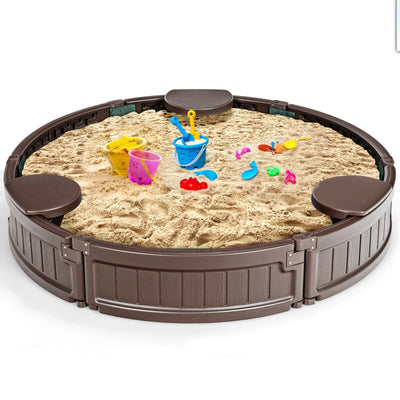 Sandbox with Built-in Corner Seat and Cover - Relaxacare