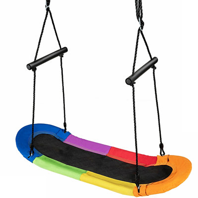 Saucer Tree Swing Surf Kids Outdoor Adjustable Oval Platform Set with Handle-Multicolor - Relaxacare