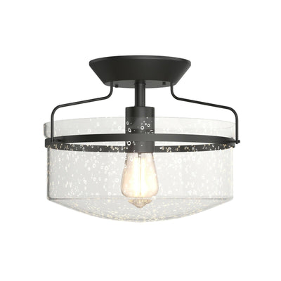 Semi Flush Mount Ceiling Light Fixture Industrial Seeded Glass Pendant Lamp - Relaxacare
