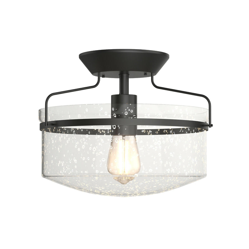 Semi Flush Mount Ceiling Light Fixture Industrial Seeded Glass Pendant Lamp - Relaxacare