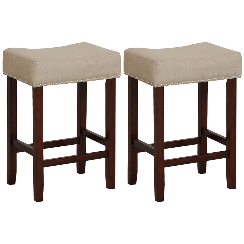 Set of 2 24 Inch Bar Stool with Curved Seat Cushions - Relaxacare