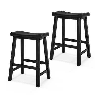 Set of 2 24 Inch Counter Height Stools with Solid Wood Legs - Relaxacare