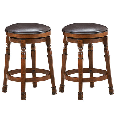 Set of 2 24/29 Inch Swivel Leather Padded Dining Bar Stools - Relaxacare