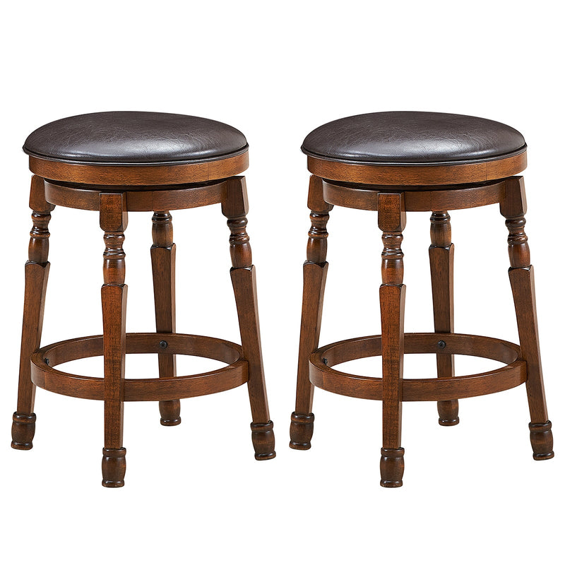 Set of 2 24/29 Inch Swivel Leather Padded Dining Bar Stools - Relaxacare