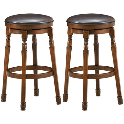 Set of 2 29-Inch Swivel Leather Padded Dining Bar Stool - Relaxacare