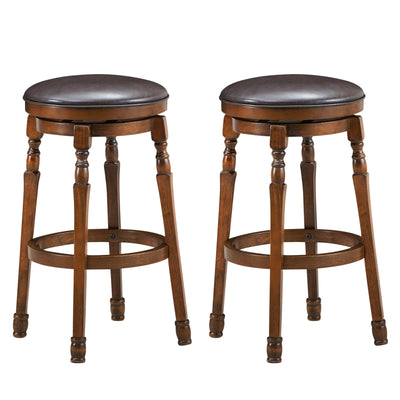 Set of 2 29-Inch Swivel Leather Padded Dining Bar Stools - Relaxacare