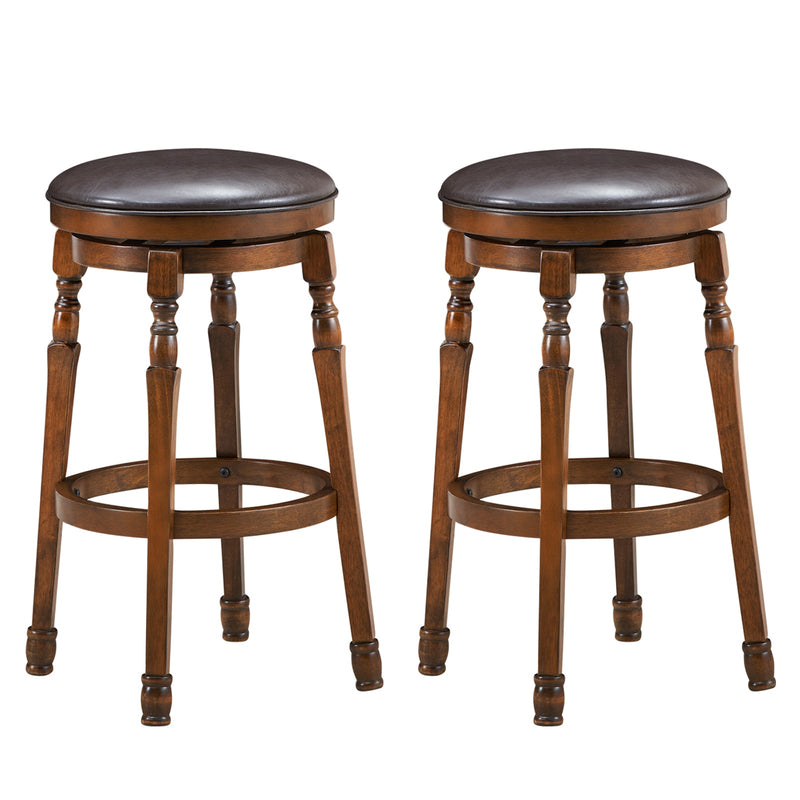 Set of 2 29-Inch Swivel Leather Padded Dining Bar Stools - Relaxacare