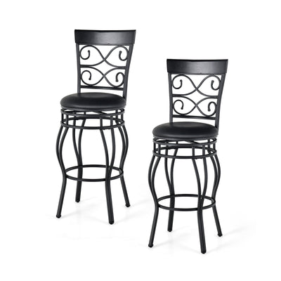 Set of 2 30 Inch Bar Stool with Backrest and Footrest-Black - Relaxacare
