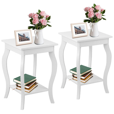 Set of 2 Accent Side Tables with Shelf - Relaxacare
