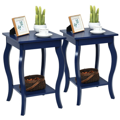 Set of 2 Accent Side Tables with Shelf-Blue - Relaxacare