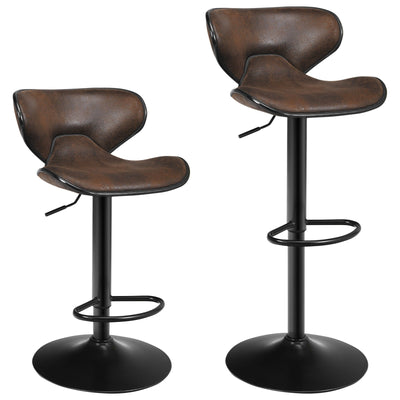 Set of 2 Adjustable Bar Stools Swivel Bar Chairs Pub Kitchen - Relaxacare