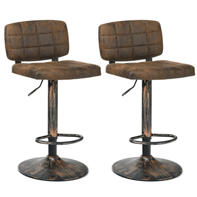 Set of 2 Adjustable Bar Stools Swivel Bar Chairs with Backrest - Relaxacare