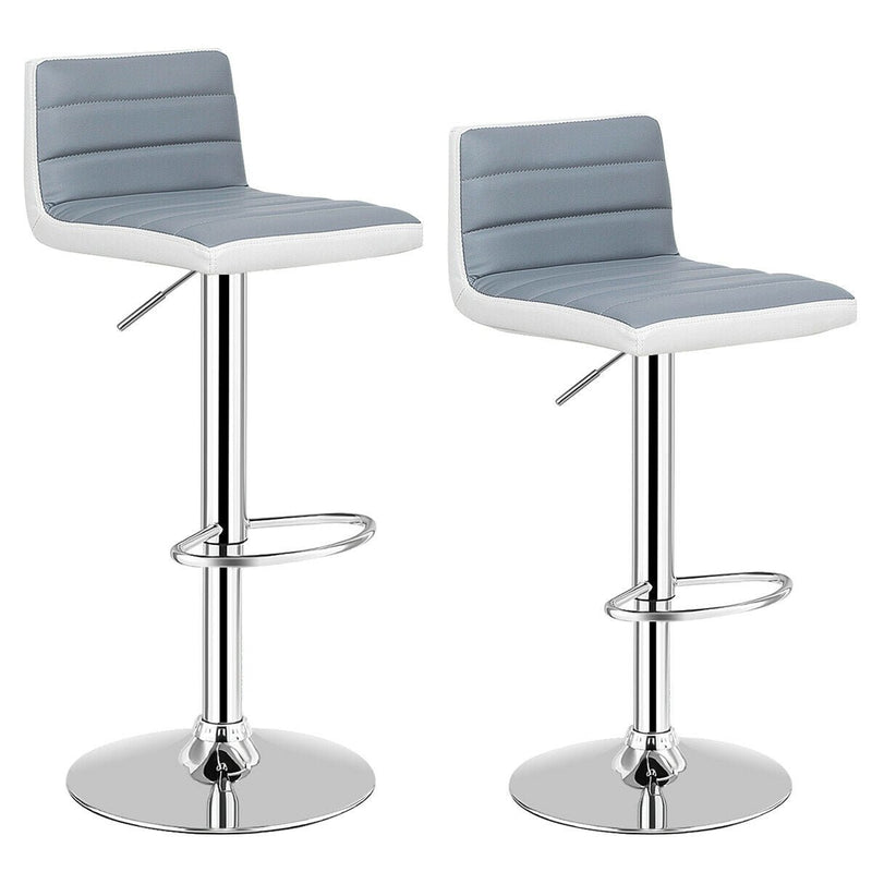 Set of 2 Adjustable Heights Barstool with PU Leather - Relaxacare
