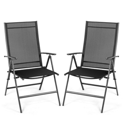 Set of 2 Adjustable Portable Patio Folding Dining Chair Recliners-Black - Relaxacare