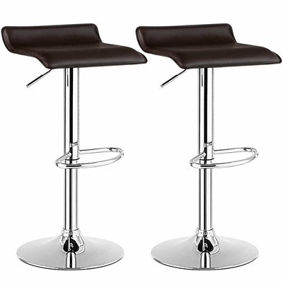 Set of 2 Adjustable PU Leather Backless Bar Stools-Coffee - Relaxacare