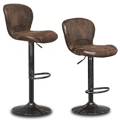 Set of 2 Adjustable Swivel Bar Stools with Hot-Stamping Cloth - Relaxacare