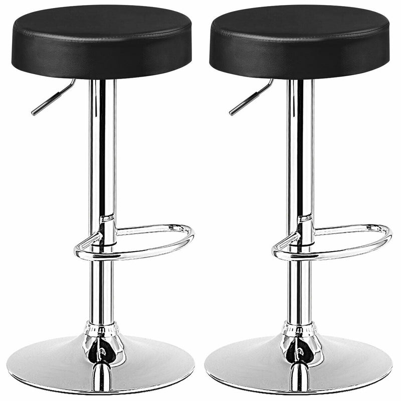 Set of 2 Adjustable Swivel Round Bar Stool Pub Chair-Black - Relaxacare