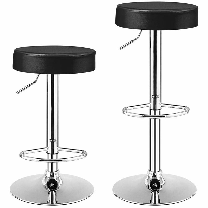 Set of 2 Adjustable Swivel Round PU Leather Bar Stool - Relaxacare