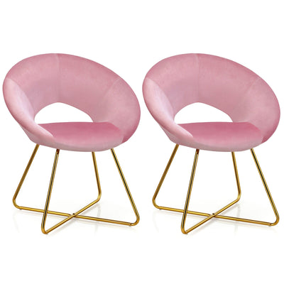 Set of 2 Comfy Cute Upholstered Vanity Desk Chair with Metal Legs - Relaxacare