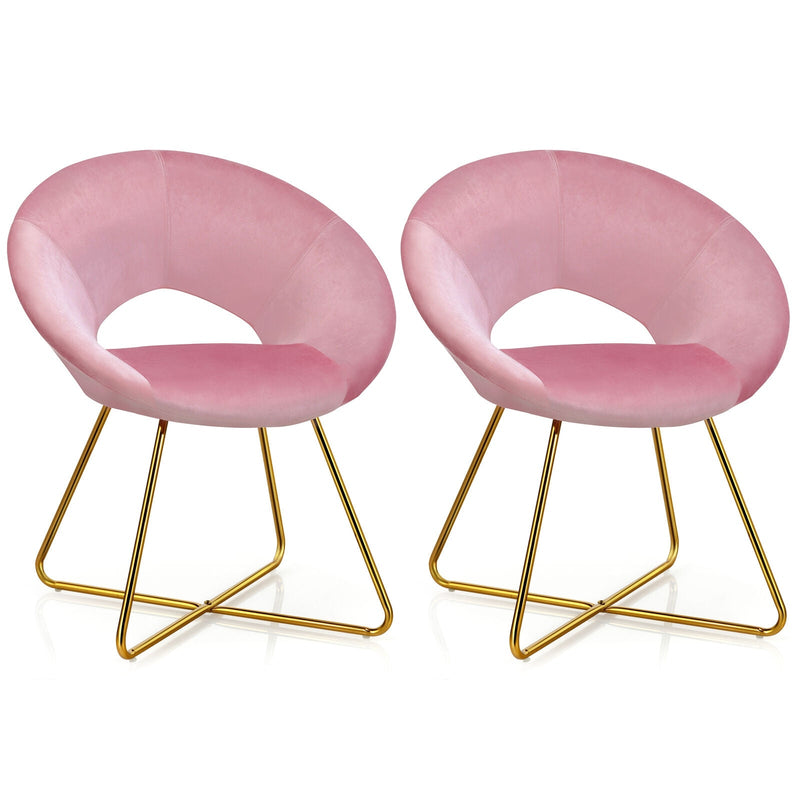 Set of 2 Comfy Cute Upholstered Vanity Desk Chair with Metal Legs - Relaxacare