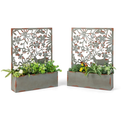 Set of 2 Decorative Raised Garden Bed with Trellises - Relaxacare