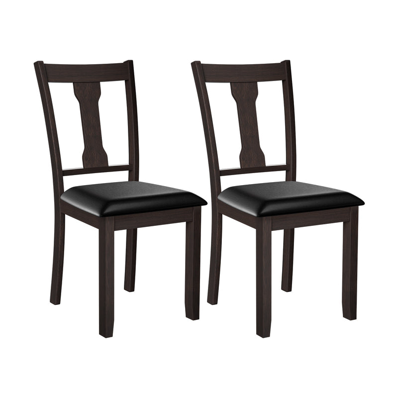 Set of 2 Dining Room Chair with Rubber Wood Frame and Upholstered Padded Seat-Brown - Relaxacare