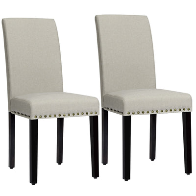 Set of 2 Fabric Upholstered Dining Chairs with Nailhead - Relaxacare