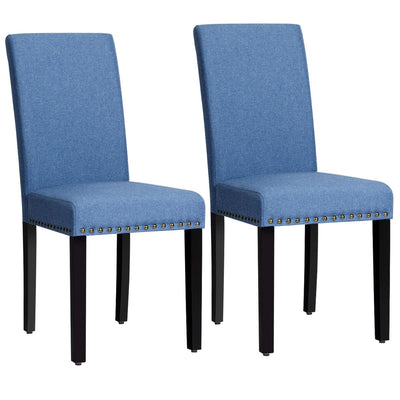 Set of 2 Fabric Upholstered Dining Chairs with Nailhead-Blue - Relaxacare