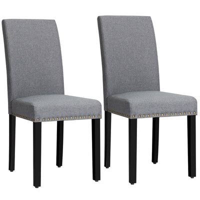 Set of 2 Fabric Upholstered Dining Chairs with Nailhead-Gray - Relaxacare