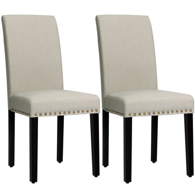 Set of 2 Fabric Upholstered Dining Chairs with Nailhead-Light Sage - Relaxacare