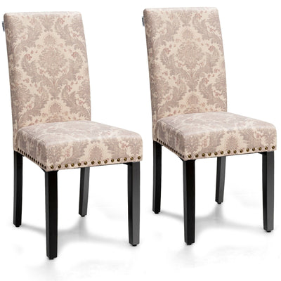 Set of 2 Fabric Upholstered Dining Chairs with Nailhead-Pink - Relaxacare
