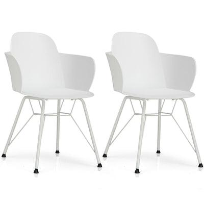 Set of 2 Metal Frame Modern Petal-Shape Plastic Dining Chairs - Relaxacare