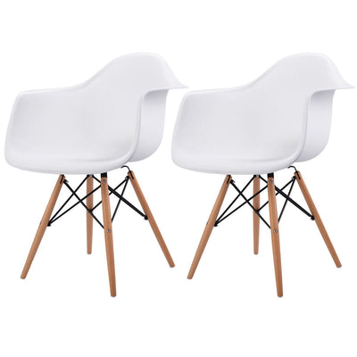 Set of 2 Mid-Century Dining Arm Chairs with Wood Legs - Relaxacare