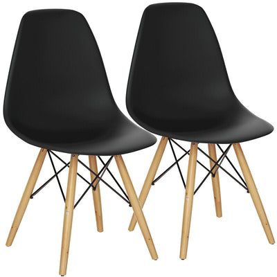 Set of 2 Mid-Century Modern DSW Dining Side Chair-Black - Relaxacare