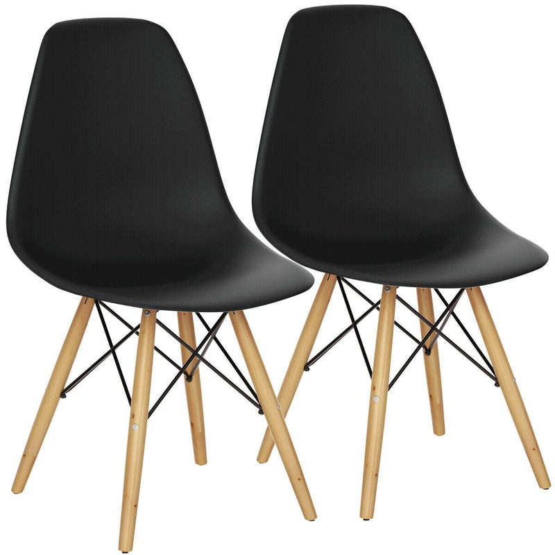 Set of 2 Mid-Century Modern DSW Dining Side Chair-Black - Relaxacare