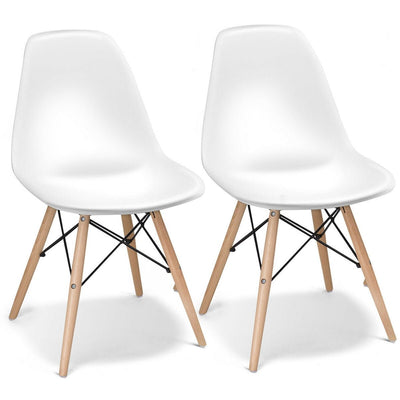 Set of 2 Mid-Century Modern DSW Dining Side Chair-White - Relaxacare