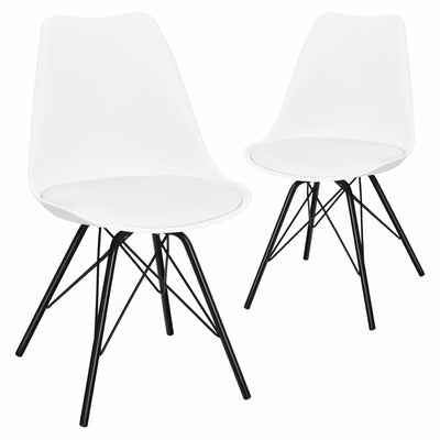 Set of 2 Mid Century Modern Side Chairs with PU Seat - Relaxacare