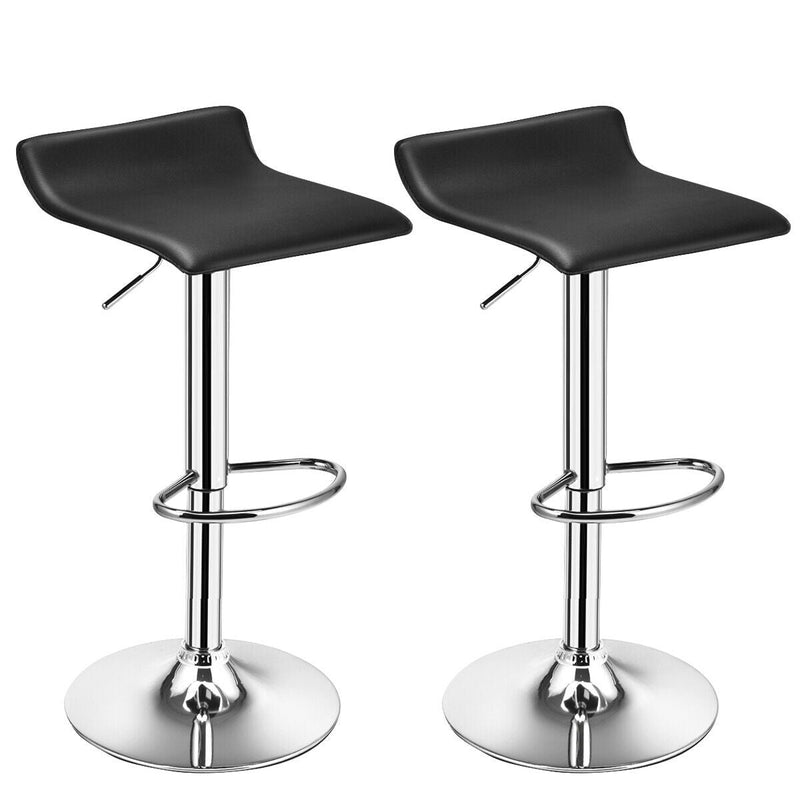 Set of 2 Modern Design Adjustable PU Leather Backless Bar Stools - Relaxacare