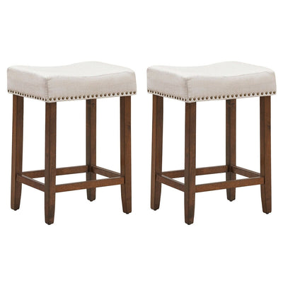 Set of 2 Nailhead Saddle Bar Stools 24 Inch Height - Relaxacare