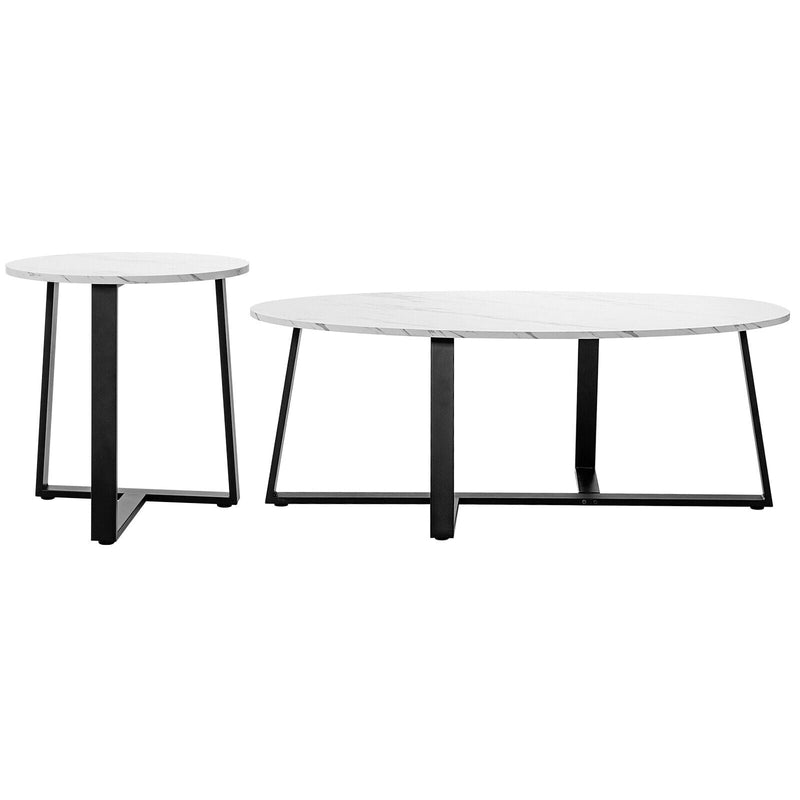 Set of 2 Nesting Coffee Table with Oval and Round Table - Relaxacare
