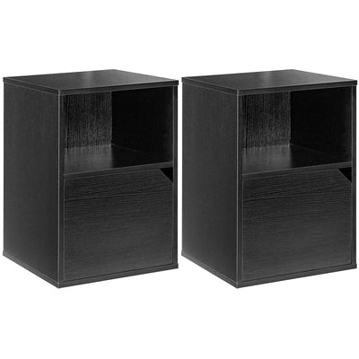 Set of 2 Nightstands Side End Table for Living Room-Black - Relaxacare