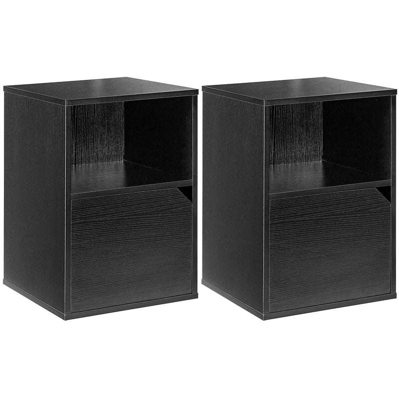 Set of 2 Nightstands Side End Table for Living Room-Black - Relaxacare
