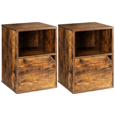 Set of 2 Nightstands Side End Table for Living Room-Brown - Relaxacare