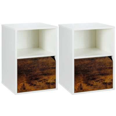 Set of 2 Nightstands Side End Table for Living Room-White - Relaxacare